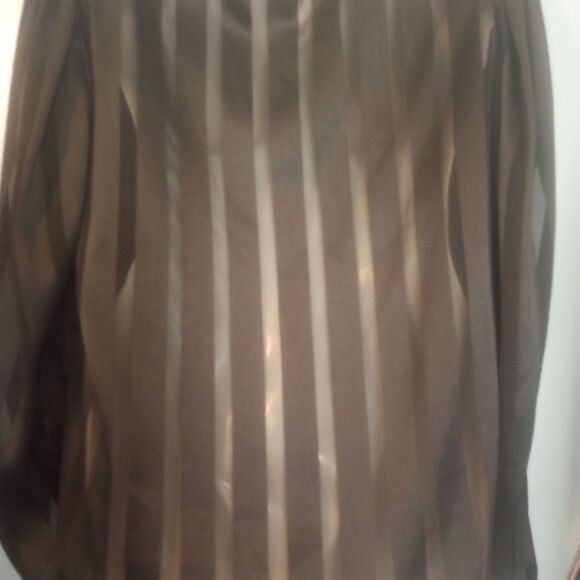 Nipon Blouse sheer striped long sleeve top with accent - Picture 5 of 9